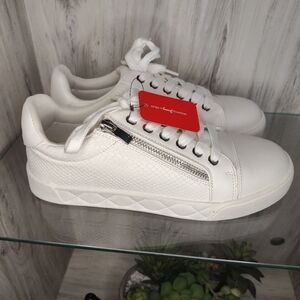 Jeossy Women's  Flat Low Top Casual Fashion Sneakers Cap Toe Shoes with Zipp